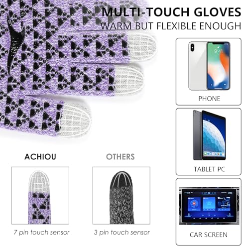 Image of Achiou Winter Gloves, Glove for Men Women, Upgraded Touch Screen Texting Warm Running with Thermal Soft Knit Lining
