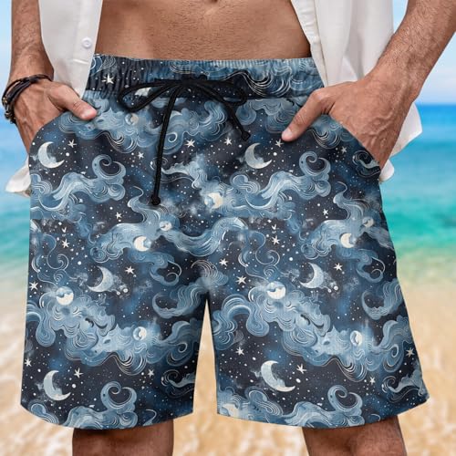 Celestial Mens Swim Trunks - Spirit Hawaiian Mens Shorts Casual - Summer Drawstring Beachwear Shorts PA582