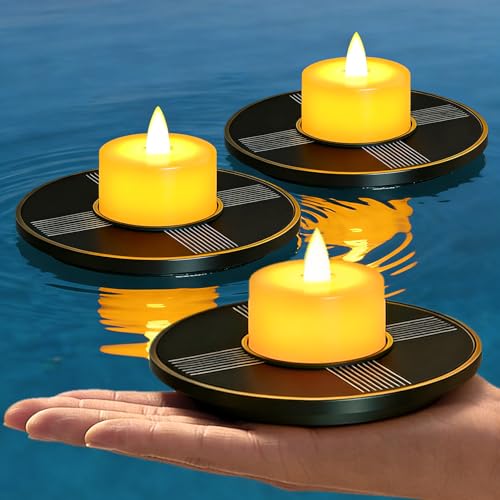 MALUX Lot de 3 bougies solaires flottantes pour piscine - Étanche IP66 - Pour piscine, étang, événement, fête