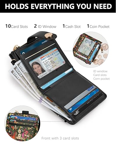 Image of Keychain Wallet Wristlet for Women,RFID Small Mushroom Wallet | Wallet Wristlet with Zipper Coin Pocket,Vegan Leather Card Wallets for Women, 2 ID Window,Gift