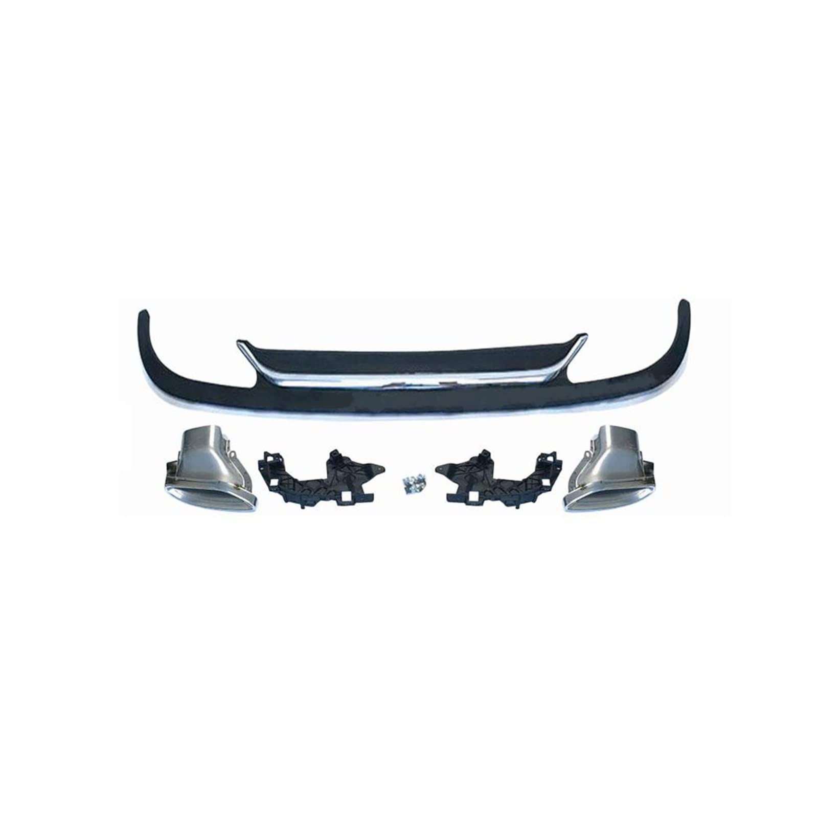 Dyfuzor Tylnego Zderzaka Samochodu Spoiler Protector Splitter Z Końcówkami Wydechowymi Dla Mercedesa Dla Benz E Klasa W212 Standard 2013-2016(Silver Black)