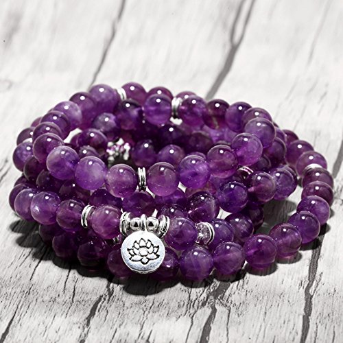 SEVENSTONE 8MM 108 Mala Beads Charm Bracelet for Men Women Yoga Bracelet Necklace Father's Day - Thumbnail 7