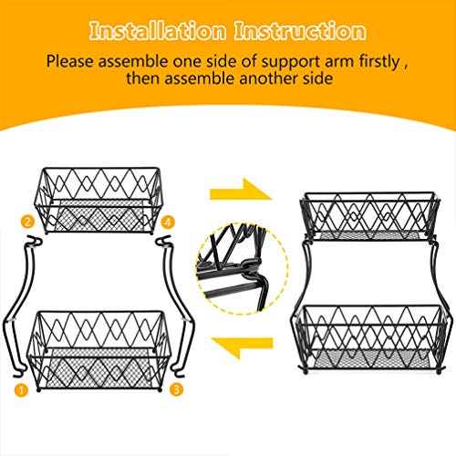 Cabilock 2 camadas de metal retangular para armazenamento de frutas e frutas, tigela de metal, tigel