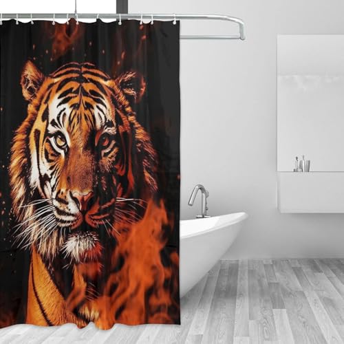 Rideau de douche imperméable grand format 182x182 cm tigre feu - 3