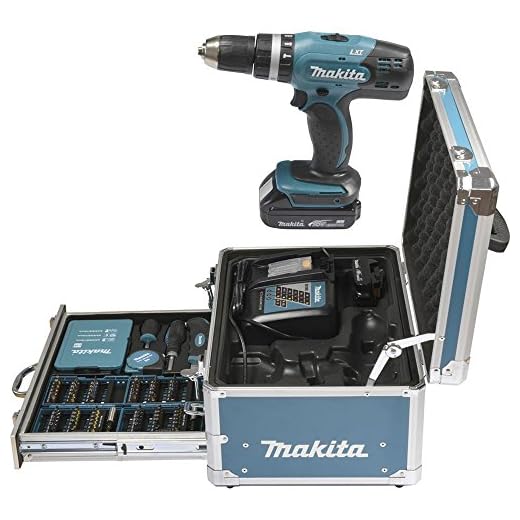 Maschinenkoffer Werkzeugkoffer für Elektrowerkzeuge mit Schaumstoff-Einlage 7 Makita DHP453RFX2 Schlagbohrmaschine / 2 Batterien 18V 3Ah