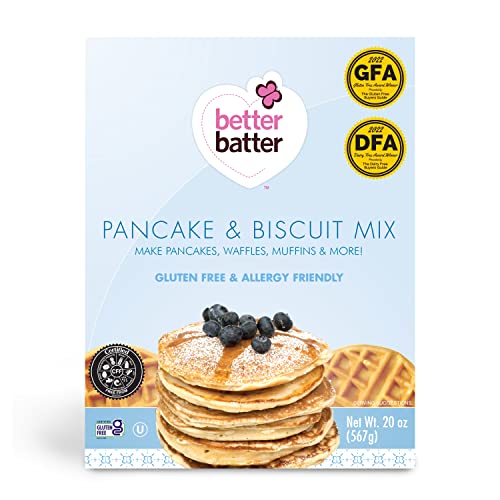 Better Batter Pancake & Biscuit Baking Mix, Certified Gluten Free, Non-GMO, Vegan Friendly, Kosher, Top 9 Allergen Friendly, Cup for Cup Baking Alternative 20oz