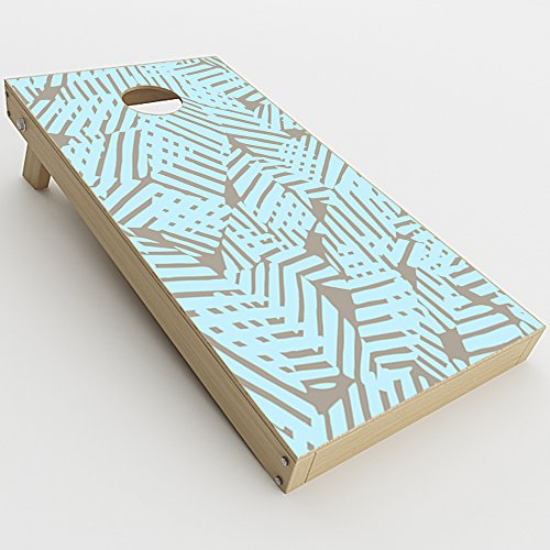 Skin Decal Vinyl Wrap for Cornhole Game Board Bag Toss (2xpcs.) Skins Stickers Cover/Blue Beige Pattern
