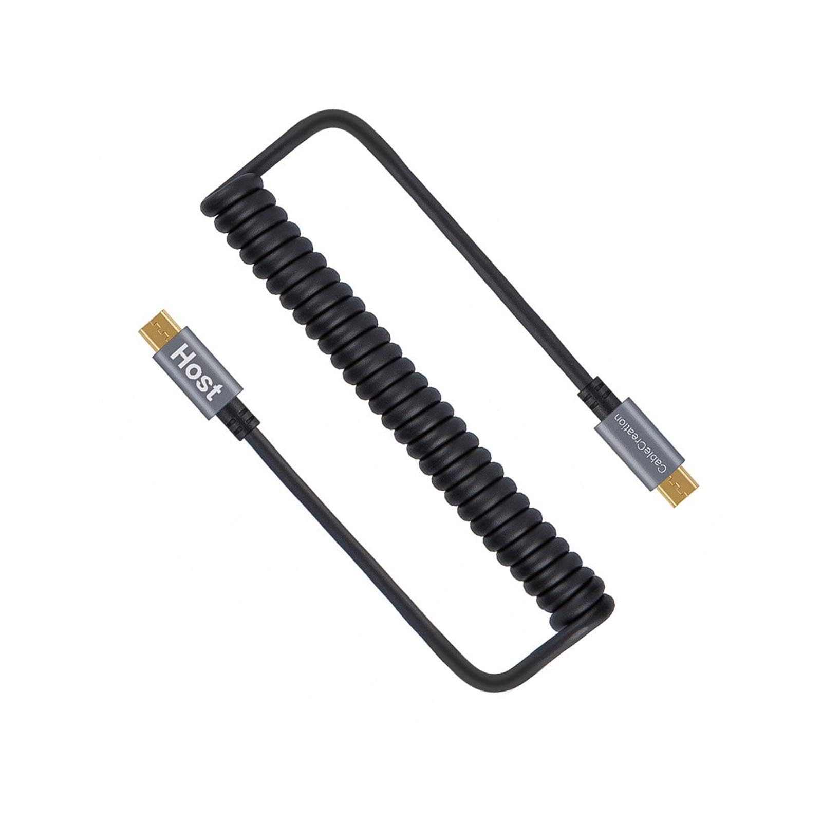 CableCreation Micro USB to Micro USB Coiled Cable 0.56ft to 4ft, Coiled Micro OTG Cable with Gold Plated Connector Aluminium Shell Works for Raspberry