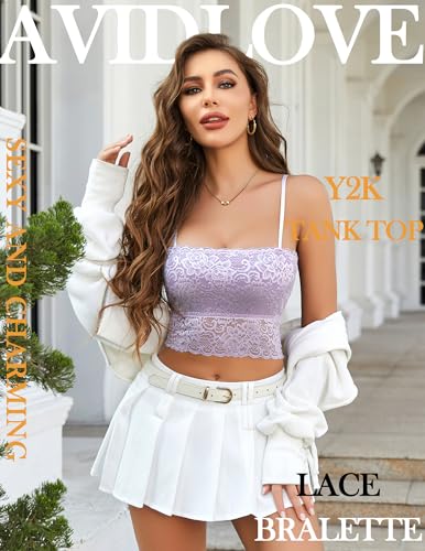 Image of Avidlove Bralettes for Women Lace Spaghetti Strap Tank Top Tube Slim Basic Camisole