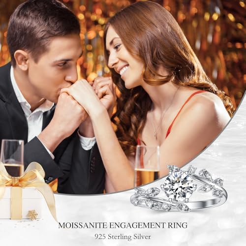 Floral Moissanite Ring for Women 1ct D Color VVS1 Clarity Vines Diamond Ring Leaf Shaped 925 Silver Moissanite Rings Vines Style Engagement Ring For Her3