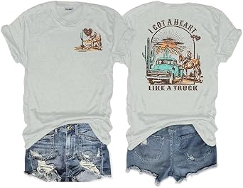 I Got A Heart Like A Truck T Shirt Women Country Music Shirts Nashville Concert Western Cowgirl Vintage Graphic Tee