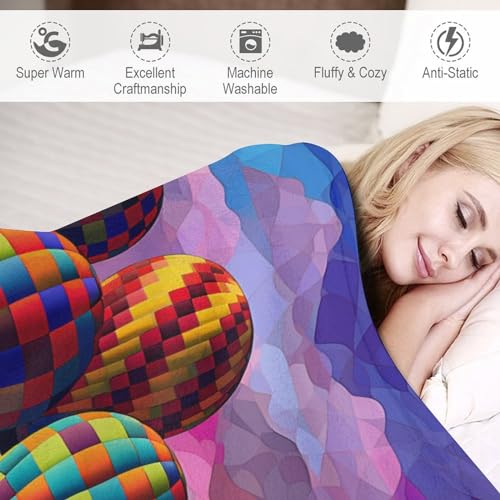Couverture en peluche montgolfière premium lit double moelleuse et chaude