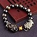 GLX Bonne Chance, l'argent Richesse des Bijoux De Vente pour Les Hommes Femmes Perle Bracelet Chanceux Pierre Naturelle Bracelet en Obsidienne Noir, Bracelets Feng Shui,14mm
