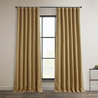 HPD Half Price Drapes - Faux Linen Curtains for Living Room (1 Panel) - 50W X 108L - Textured Room Darkening Curtains for Bedroom 108 Inches Long - Drapes for Home Decor, Butterscotch