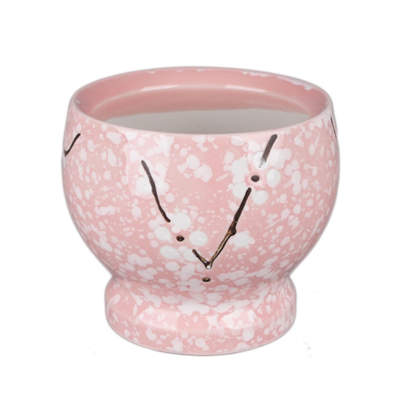 Juego de mortero y maja con patrón de cerámica, con elegantes manchas de flores blancas y maja de madera (rosa)