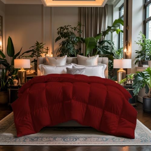 Image of Earthlycozy 500 GSM Premium Comforter - All-Season Down-Alternative, Lightweight, Breathable, Hypoallergenic and Machine Washable (Burgundy, Single)