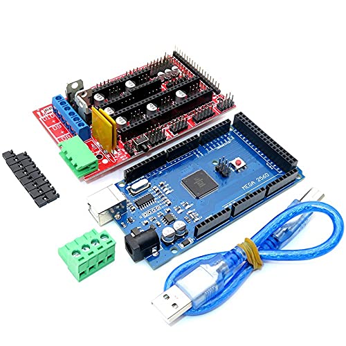 Lysee 3D Printer Parts & Accessories - 1Pcs R3 Ch340 + 1Pcs Ramps 1.4 Controller + 5Pcs A4988 Stepper Driver Module +1Pcs 12864 Controller for 3D Printer Kit - (Color: Set B)