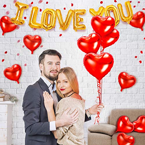 kortes I Love You Balloons and Heart Balloons Kit with Rose Petals, Valentines Day Decorations for Party - Image 5