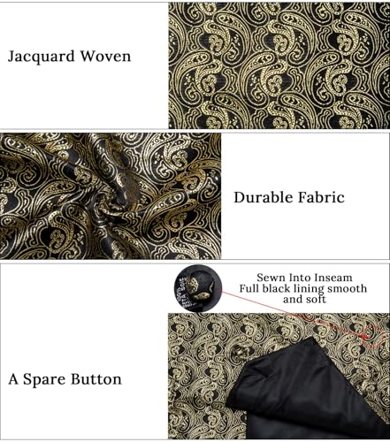 Image of DiBanGu Mens Paisley Suit Waistcoat,Silk Dress Vest and Bowtie Pocket Square Cufflinks with Lapel Pin Set for Wedding Tuxedo