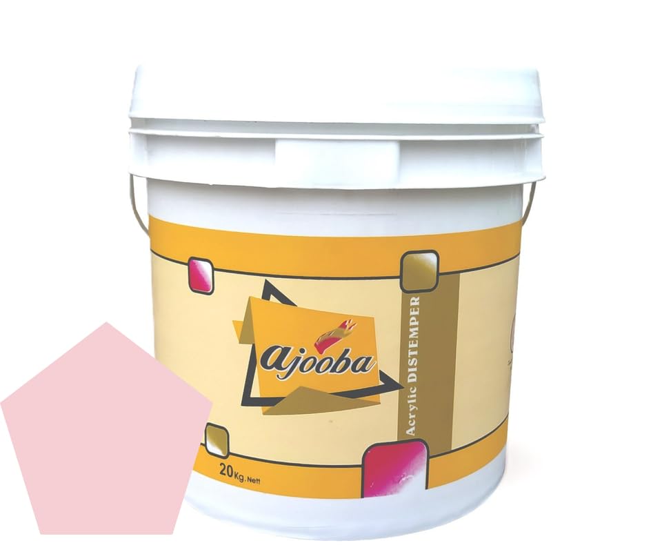Magic PaintsAJOOBA Premium Acrylic Distemper Paint Smooth Matte Finish Applied on Interior Cement Plasters, Ceilings, Asbestos Sheets, Concrete as a Top Coat Finish 20KG MERRIE PINK