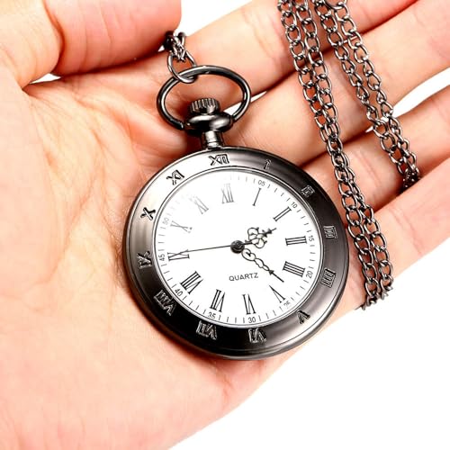 Image of Vintage Pocket Watches for Men with Chains, Analog Pocketwatch for Women Roman No. Gifts for Dad /Grandpa Gifts for Him for Birthday