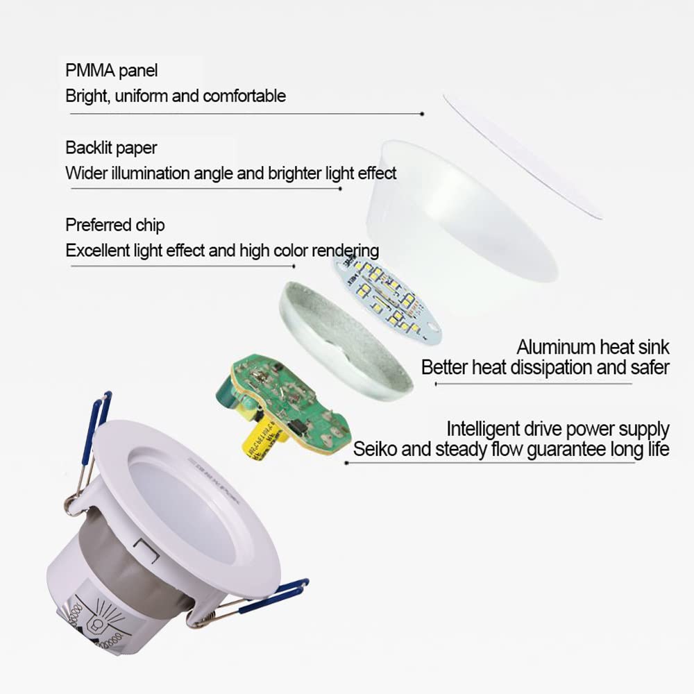 Focos de Techo, Paquete de 12 Luces LED empotradas, Panel de luz Redondo con Deflector, Luces de Disco LED, focos COB antideslumbrantes Profundos, Foco de modernización con Forma d