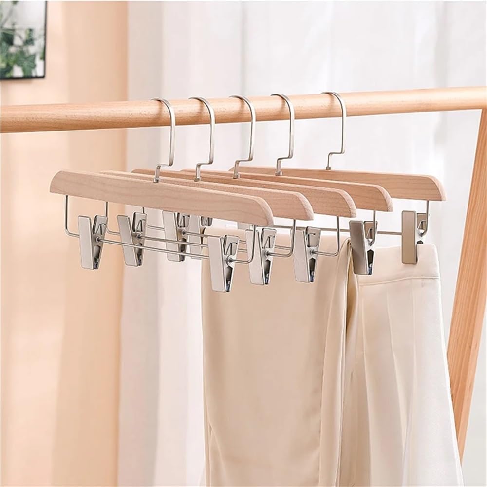 Perchas de Madera for Pantalones, Perchas for Faldas con Clip Ajustable, Organizador multifunción for guardarropa, Perchas for Abrigos(One Size,A)