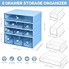 FODIENS Desk Storage Organizer with 9 Drawers, 4 Tiers Stackable Desktop Craft Storage Drawers, Clear Storage Box Caddy for Stationary Makeup Jewelry Office Craft Supplies (Blue) #2