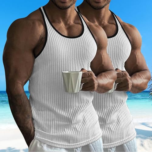 Débardeur côtelé homme sans manches coton stretch décontracté