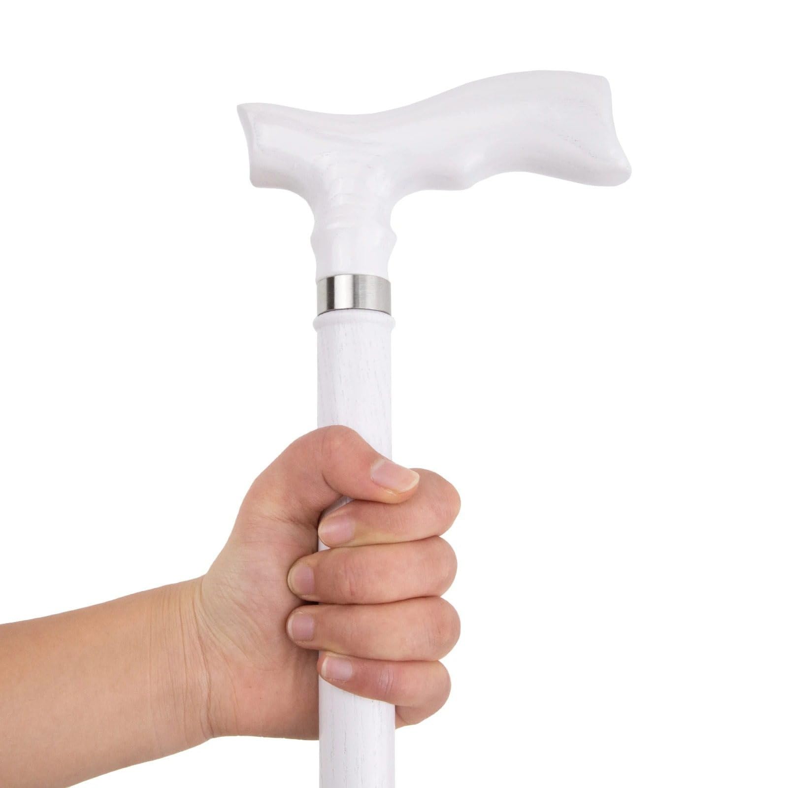 Bastón de Caminar Madera Blanca con Mango Ergonómico – Ligero y Resistente para Hombres Mujeres Ancianos, Uso Diario, Regalo & Colección