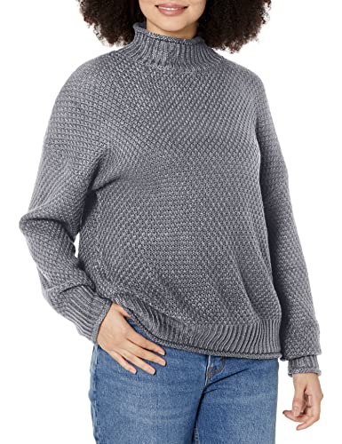 Image of ZESICA Women's Turtleneck Batwing Sleeve Loose Oversized Chunky Knitted Pullover Sweater Jumper Tops,Grey2,X-Large