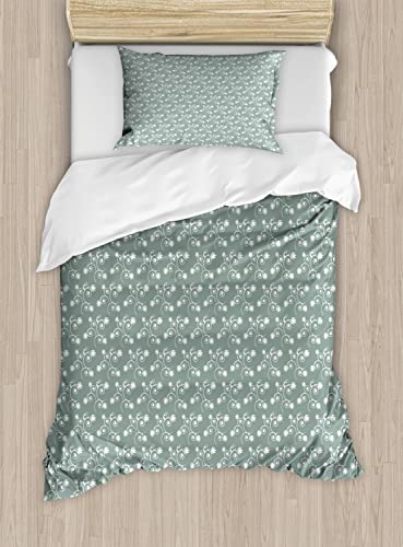 Ambesonne Vintage Floral Duvet Cover Sets, Spring Meadow Themed Swirled