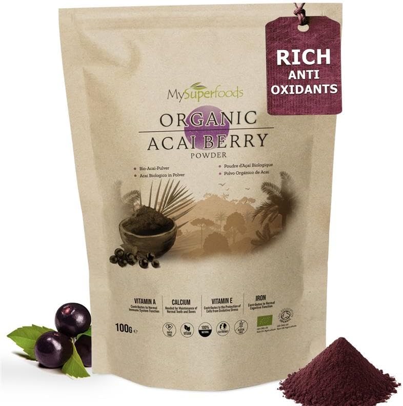 MySuperfoods Organic Acai Berry Powder, Natural Source of Antioxidants (100g, Pack of 1)