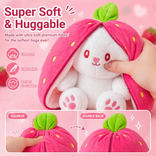 AUDBOT Store AUDBOT Reversible Strawberry Bunny Soft Toy - Image 4