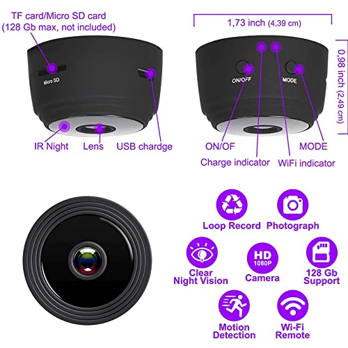 Intelligente Überwachungskamera für Den Innenbereich, 1080p HD Überwachungskameras für Zuhause, WiFi Fernüberwachungskamera mit Bewegungserkennung, Zyklische Aufzeichnung – Bild 5