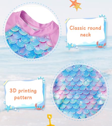 Image of UNIFACO Toddler Girls Swimsuit Rashguard Set Summer Beach Breathable Tankini with UPF 50+ Sun Protection 2-8T