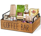 Coffee Station Organizer, Wooden Coffee Bar Accessories Organizer for Counter, Farmhouse Kcup Coffee