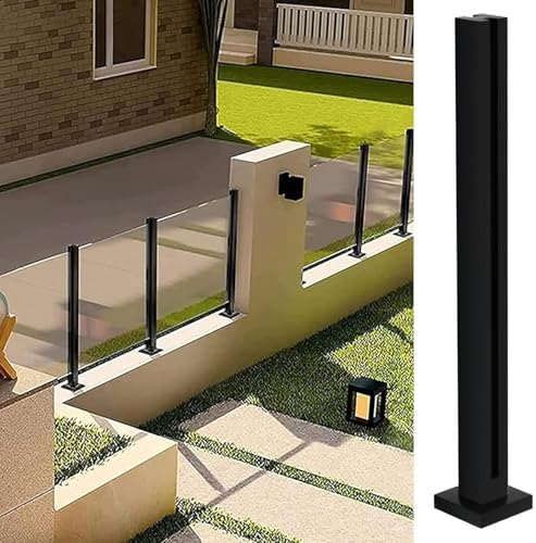 Heavy Duty Black Railing Post - Topless Balustrade System with Adjustable Spigots for Deck, Balcony, Garden, Patio Stairs - Fits 3/8" & 1/2" (Corner Post, Height Adjustable)