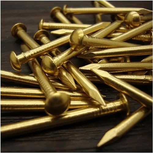 50pcs Clavos redondos pequeños de cobre de 10mm a 35mm, clavos antiguos para bisagras y muebles, color negro y latón miniatura 4
