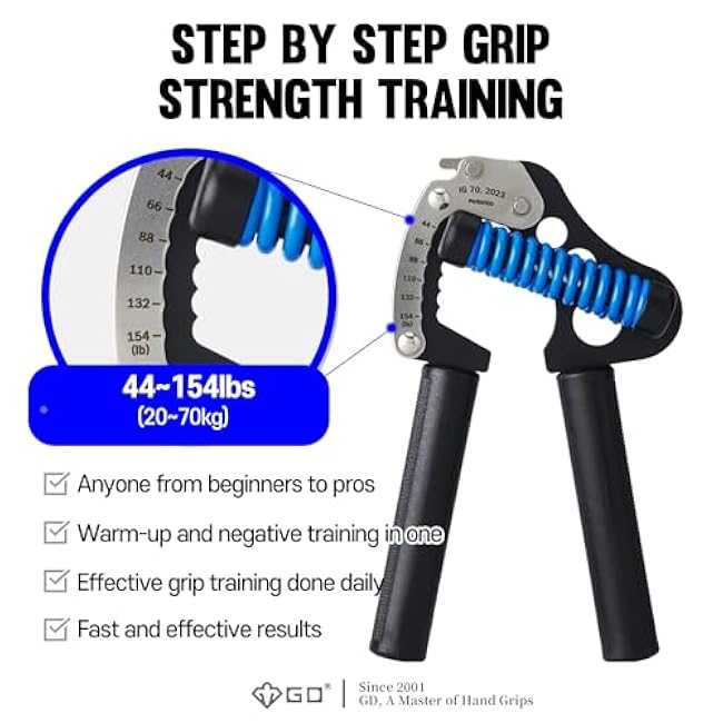 GD Iron Grip 70 Hand Grip Strengthener (Adjustable Hand Grip) Wrist and Forearm Strength Trainer Hand Strengthner