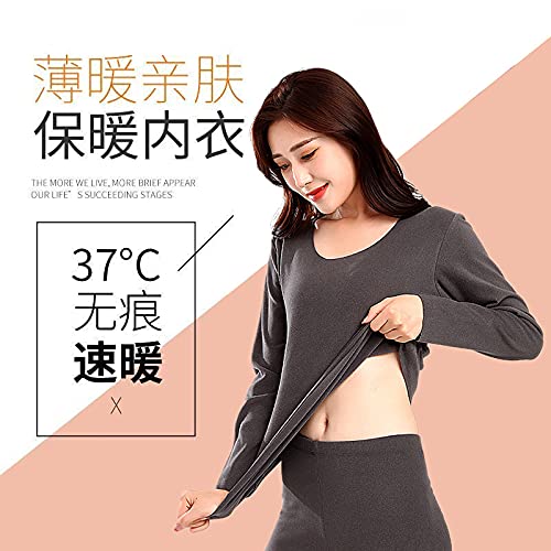 UKKO sous Vetement Thermique sous-Vêtements Thermiques sans Soudure Dames Shapewear Shapewear Auto-Chauffage Et Culotte en Molleton Vêtements d'automne-Apricot,XXL