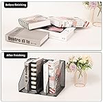 2 Set Magazine Holder Metal Wire, 2 Compartments Mesh File Holder for Desk, Office Desk Accessories Decorative File Box, Black - Image 4