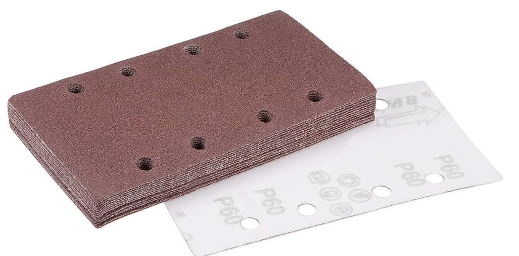 MACHSWON 60 Grit Sanding Sheet Sander Sandpaper Hook and Loop Pads 8 Hole 15pcs for 1/3 sander โ image 1