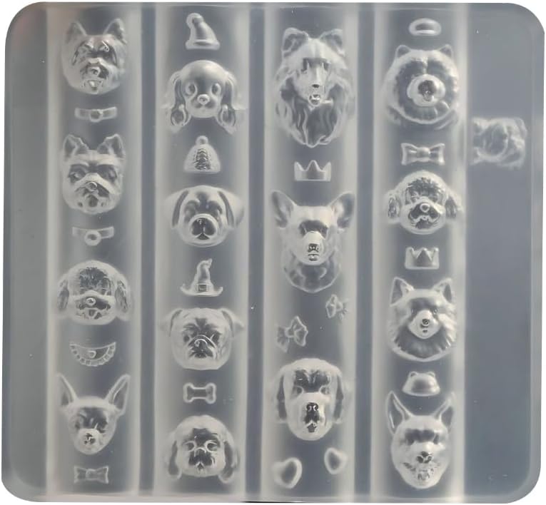 Soft Silicone Nails Mold with Dog Designs for Reusable DIY Nails Art Accessories Practical Nail Embossing Tool