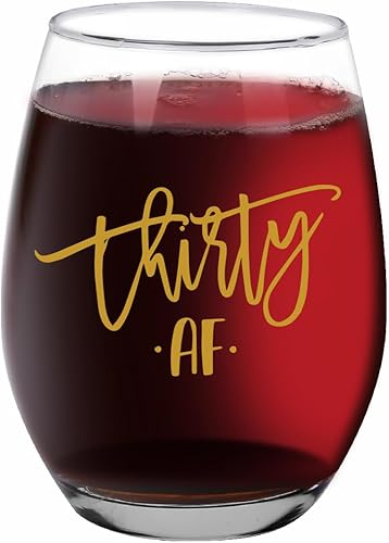 Miniatura 1 de Jogskeor Copa de vino divertida con 30 AF, copa de vino sin tallo de treinta cumpleaños para ella, mujeres, hermana, mamá, mejor amiga, regalo de