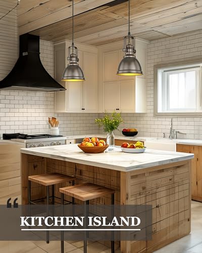 Image of 2-Pack Oil Rubbed Bronze Pendant Light Kitchen Island, Metal Shade | 6 inch Vintage Kitchen Pendant Lighting over Island for Dining Room, Rustic Style, Adjustable Height, E26 Base, AD-2151-1P2-ORB