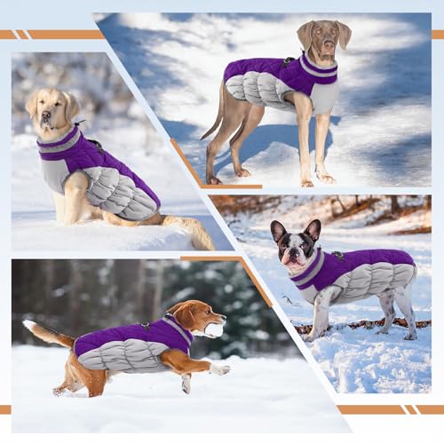 Image of Dog Winter Jacket Cozy Reflective Waterproof Windproof Warm Pet Garment,Comfortable Cold Weather Fleece Apparel Outfits with Zipper Closure for Small Medium Large Dogs Puppy Walking,X-Small