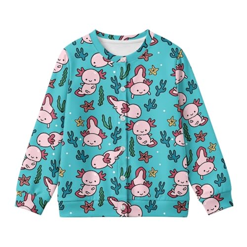 Image of Girls Cardigans Sweater Long Sleeve Crew Neck Button Down Sweaters School Outerwear for Kids Fall Winter Tops