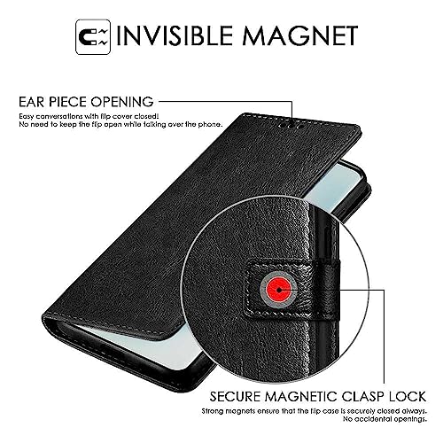 Image of WOW IMAGINE Shock Proof Flip Cover Back Case Cover for Realme Narzo 60 PRO | 11 PRO | 11 PRO Plus 5G (Flexible | Leather Finish | Card Pockets Wallet & Stand | Black)