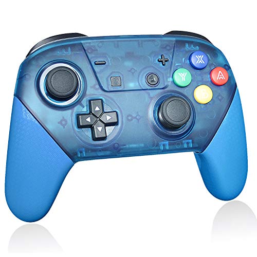 Switch Pro Controller, Pro Controller for N-Switch and Switch Lite, Wireless Switch Controller with 1000mAh Rechargeable Battery and Gyro Axis (Blue)